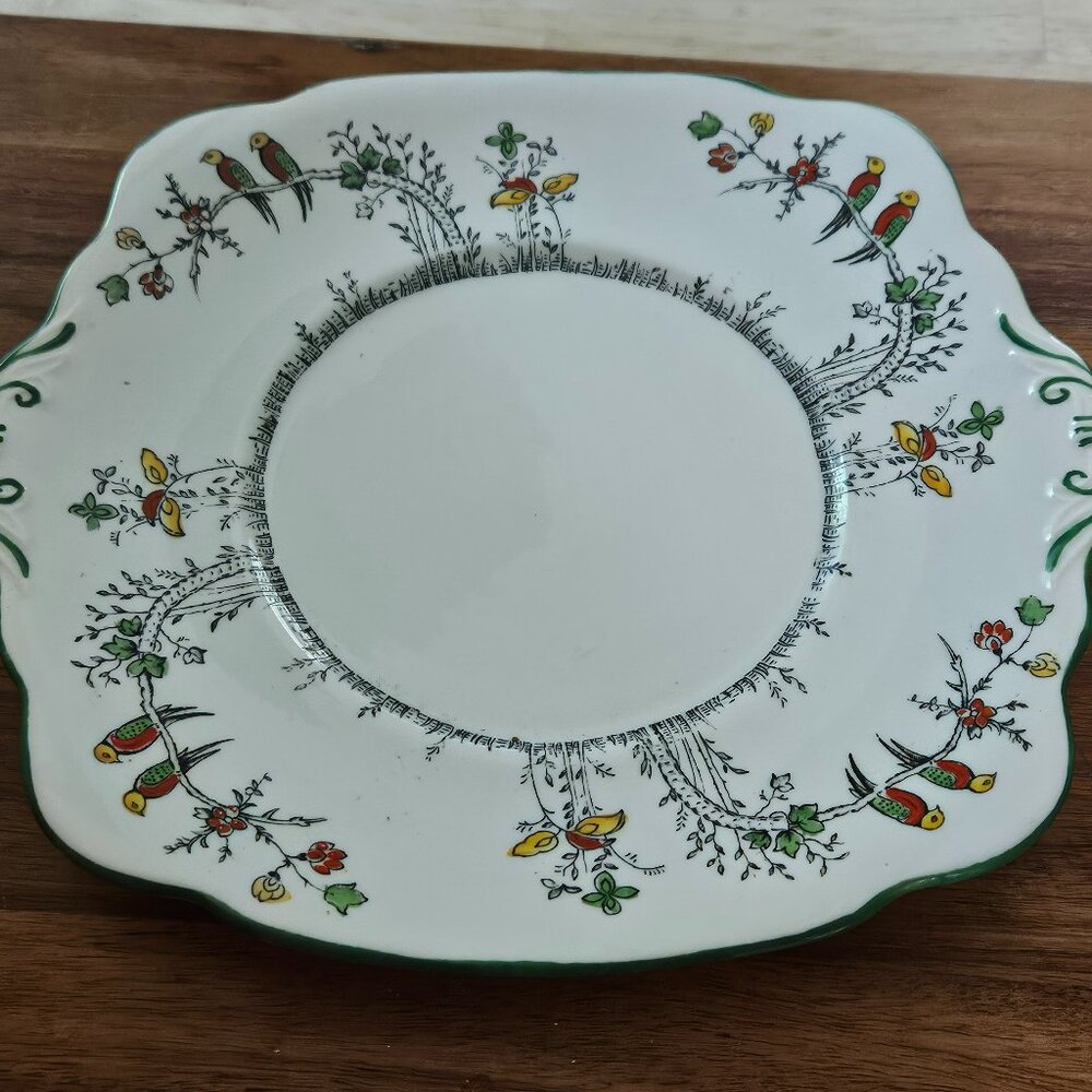 vintage tuscan cake plate made in england